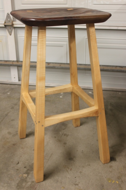 29.5" tall Bar Stool. Maple and Walnut with Aluminum pegs $600